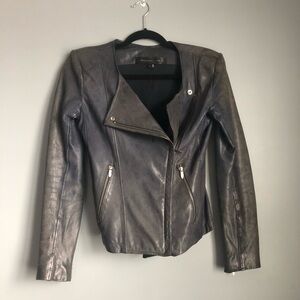 Theyskens’ Theory Gray Leather Jacket P XS